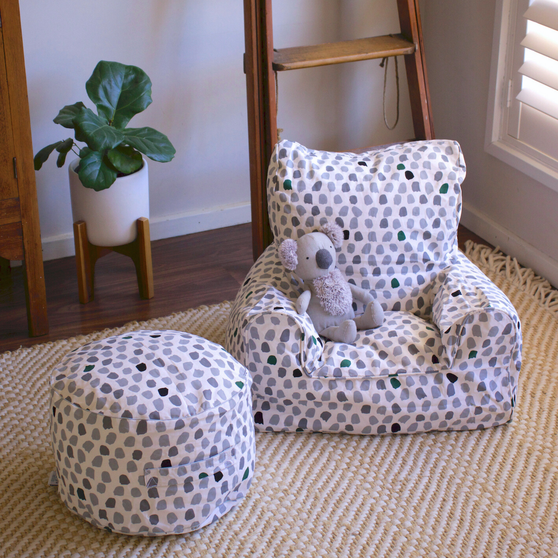 Splotches Bean Chair Cover - Green & Grey